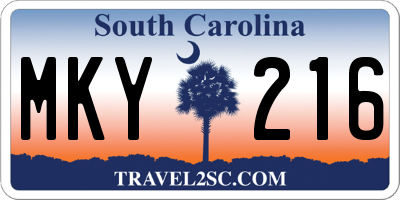 SC license plate MKY216
