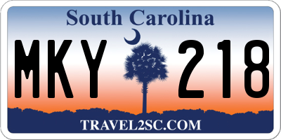 SC license plate MKY218