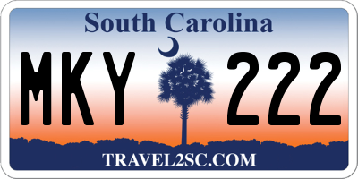 SC license plate MKY222