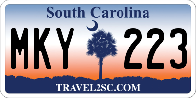 SC license plate MKY223
