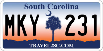 SC license plate MKY231