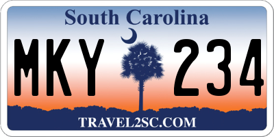 SC license plate MKY234