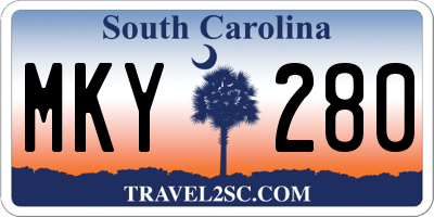 SC license plate MKY280