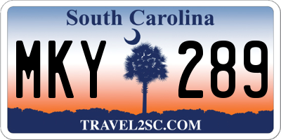 SC license plate MKY289