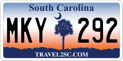SC license plate MKY292