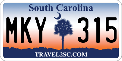 SC license plate MKY315