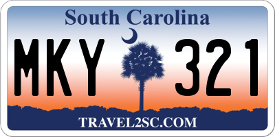 SC license plate MKY321