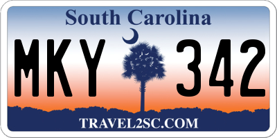 SC license plate MKY342
