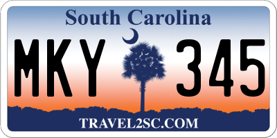 SC license plate MKY345