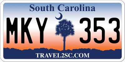 SC license plate MKY353