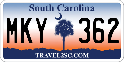 SC license plate MKY362