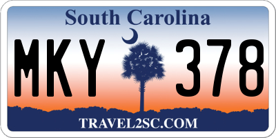 SC license plate MKY378