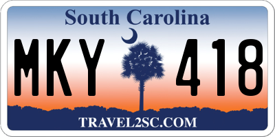 SC license plate MKY418