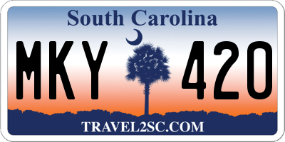 SC license plate MKY420