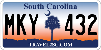 SC license plate MKY432