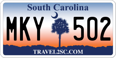 SC license plate MKY502
