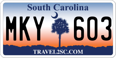 SC license plate MKY603