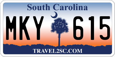 SC license plate MKY615