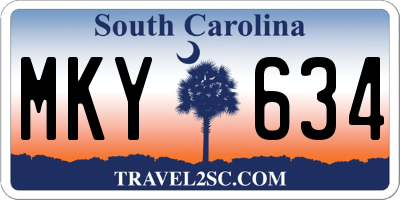 SC license plate MKY634