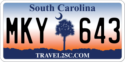 SC license plate MKY643