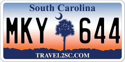 SC license plate MKY644