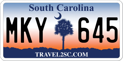 SC license plate MKY645