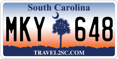 SC license plate MKY648