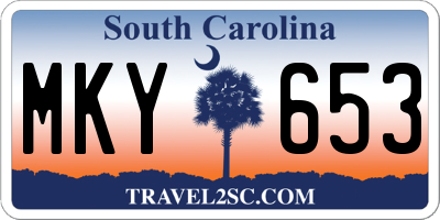 SC license plate MKY653