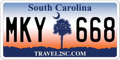 SC license plate MKY668