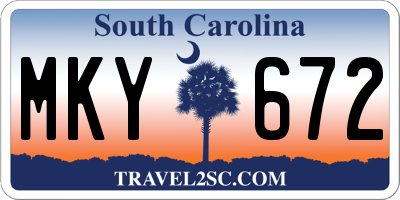 SC license plate MKY672