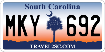SC license plate MKY692