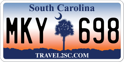 SC license plate MKY698