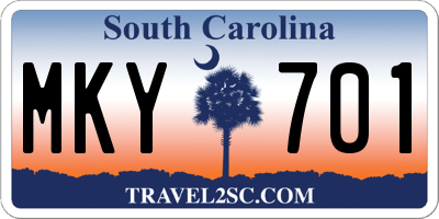 SC license plate MKY701