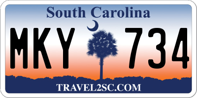 SC license plate MKY734