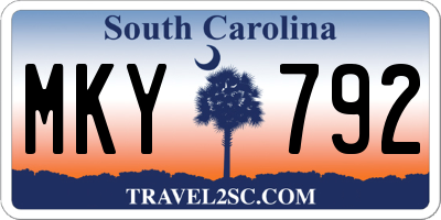 SC license plate MKY792