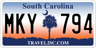 SC license plate MKY794