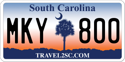 SC license plate MKY800
