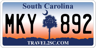 SC license plate MKY892
