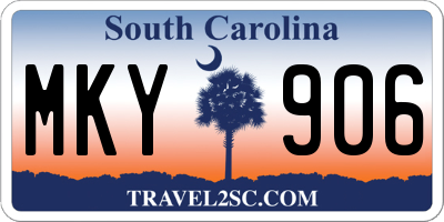 SC license plate MKY906