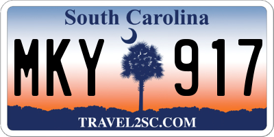 SC license plate MKY917