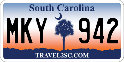 SC license plate MKY942