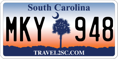 SC license plate MKY948