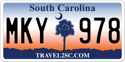 SC license plate MKY978
