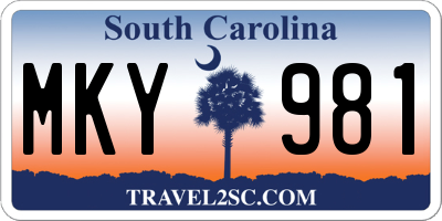 SC license plate MKY981