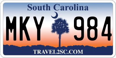 SC license plate MKY984