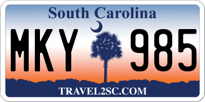 SC license plate MKY985