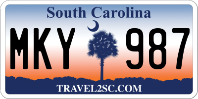 SC license plate MKY987