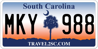 SC license plate MKY988
