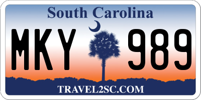 SC license plate MKY989