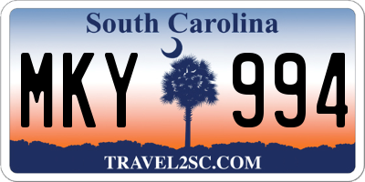SC license plate MKY994